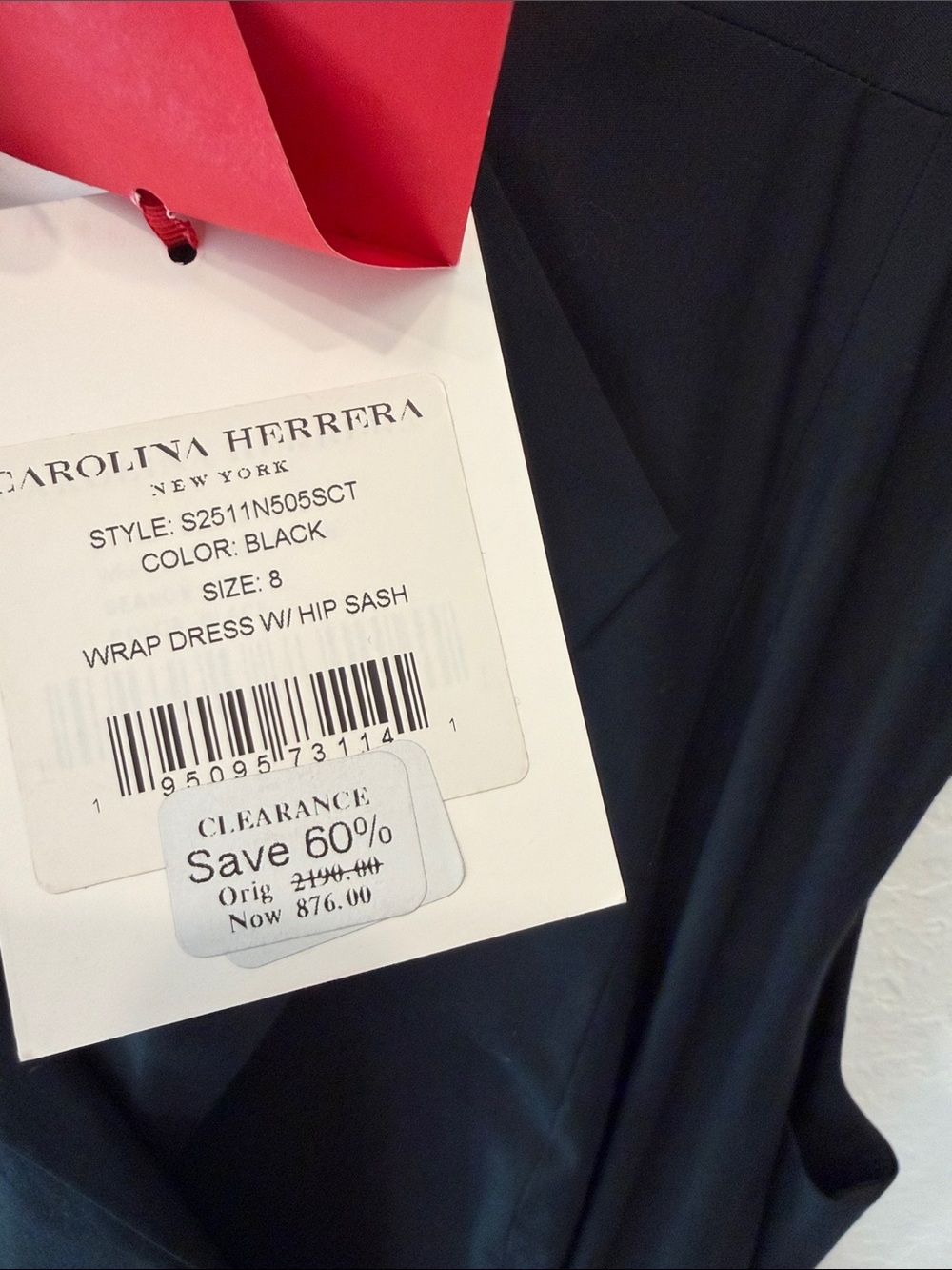 Carolina Herrera Black Wrap Style Midi Dress - Picture 8 of 11